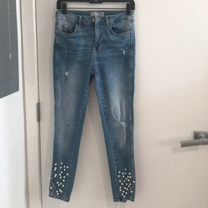 Zara jeans with pearls